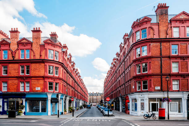 Poster Red townhouses in Marylebone, London, UK