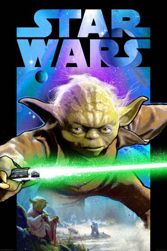 CHOOSE YOUR SIZE Yoda Poster Star Wars Light Sabre Jedi Quality Large FREE P+P