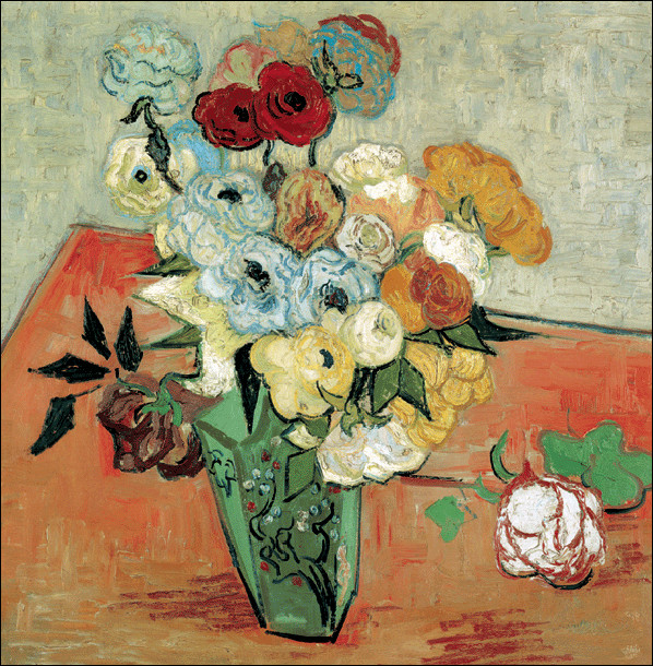 Still Life: Japanese Vase with Roses and Anemones, 1890 Art Print