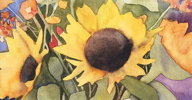Poster Sunflowers in Watercolor