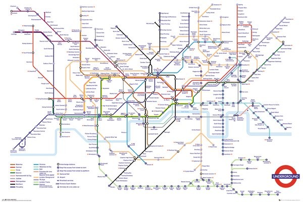 GN0869 TRANSPORT FOR LONDON Underground Map MAXI POSTER SIZE 91.5 x 61cm 