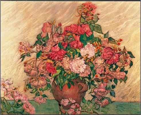 Vase with Pink Roses, 1890 Art Print