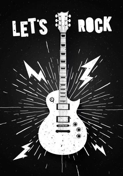 Poster Vector Illustration Lets Rock Music Print, Hase-Hoch-2