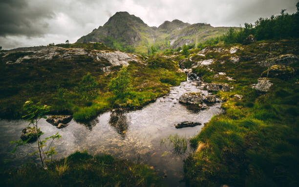 Poster View on lake and mountains near