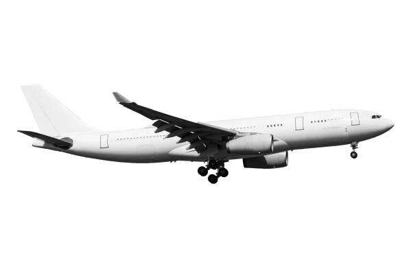 Poster White passenger aircraft cut out