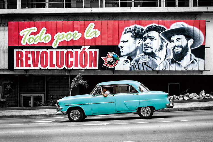 Quadro em vidro Cars - Blue Cadillac