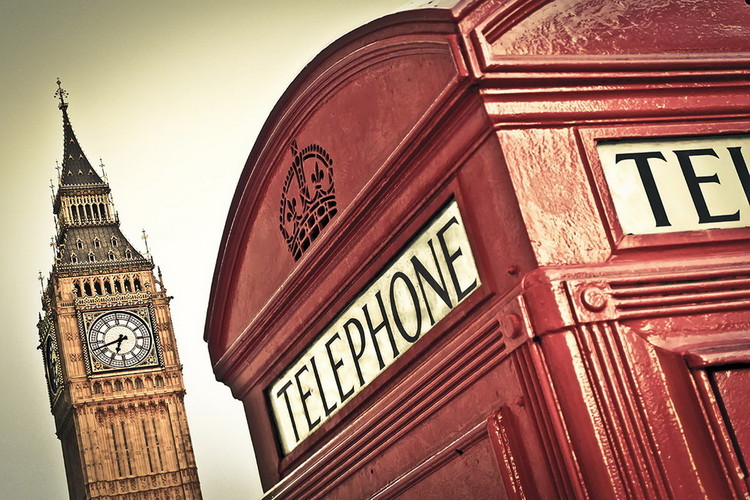 Quadro em vidro London - Big Ben and Red Telephone Box