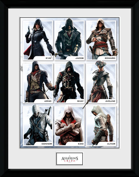 Assassins Creed - Compilation Characters Poster Emoldurado