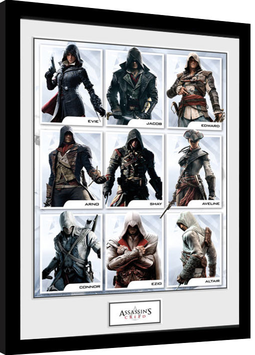 Assassins Creed - Compilation Characters Poster Emoldurado