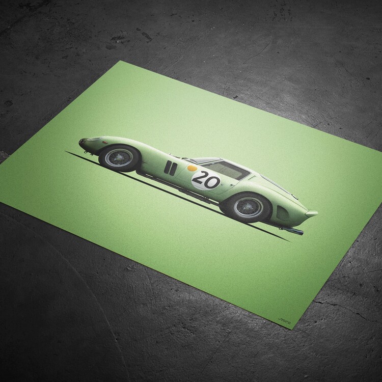 Reprodução do quadro Ferrari 250 GTO - Green - 24h Le Mans - 1962