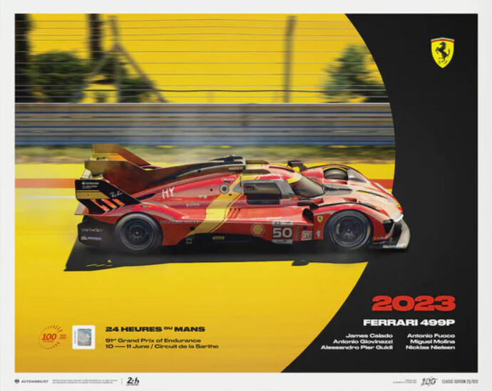 Reprodução do quadro Ferrari 499P - 24h Le Mans - 100th Anniversary - 2023