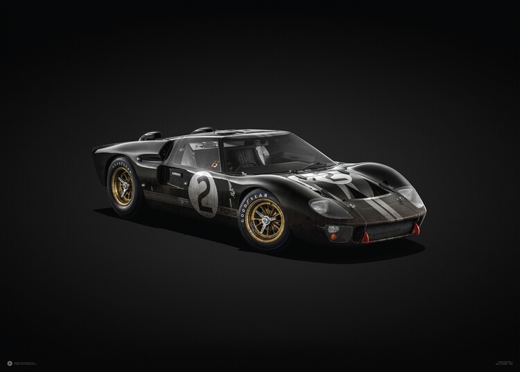 Reprodução do quadro Ford GT40 - Black - 24h Le Mans - 1966