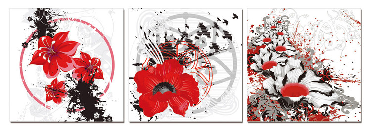 Quadro Modern design - red flowers
