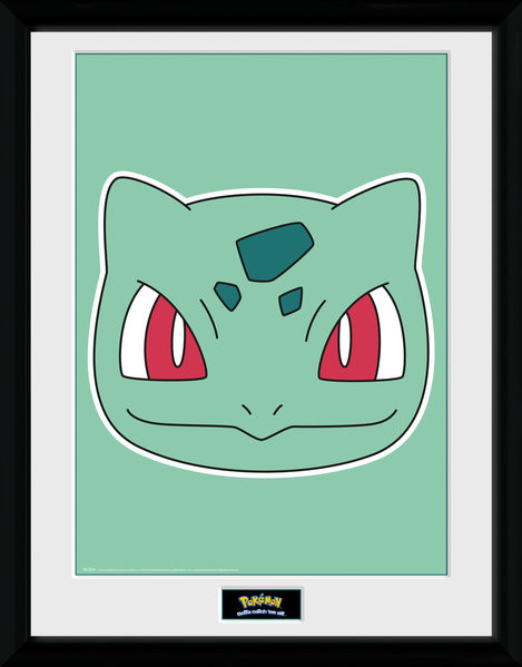 Pokemon - Bulbasaur Face Poster Emoldurado