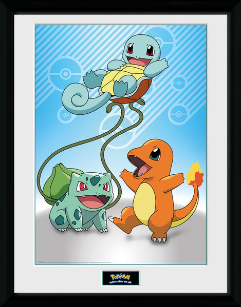 Pokemon - Kanto Starter Poster Emoldurado