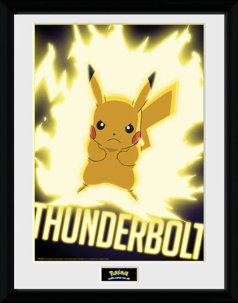 Pokemon - Thunder Bolt Pikachu Poster Emoldurado