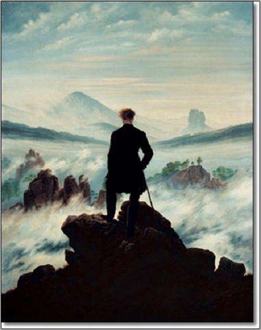 Reprodução do quadro The wanderer above the sea of fog, 1818