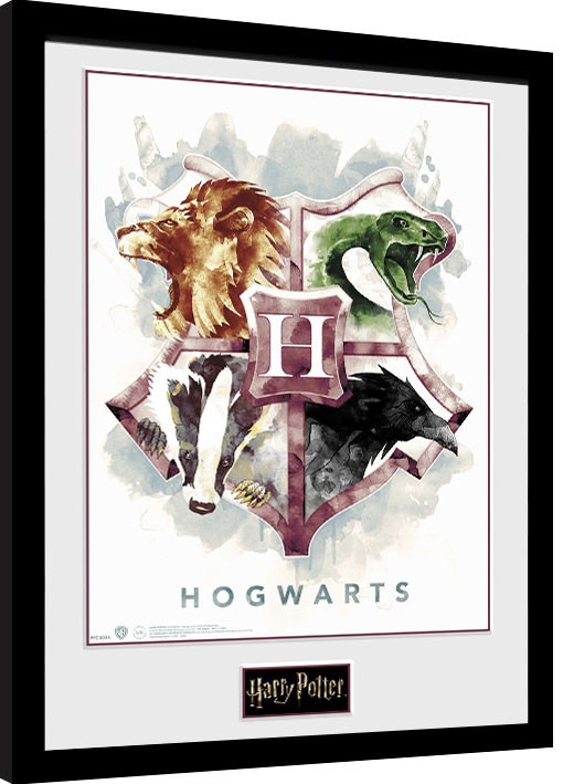 Poster Emoldurado Harry Potter - Hogwarts Water Colour