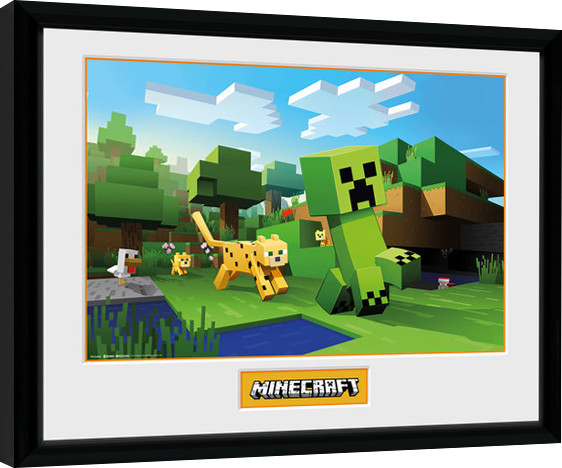 Poster Emoldurado Minecraft - Ocelot Chase