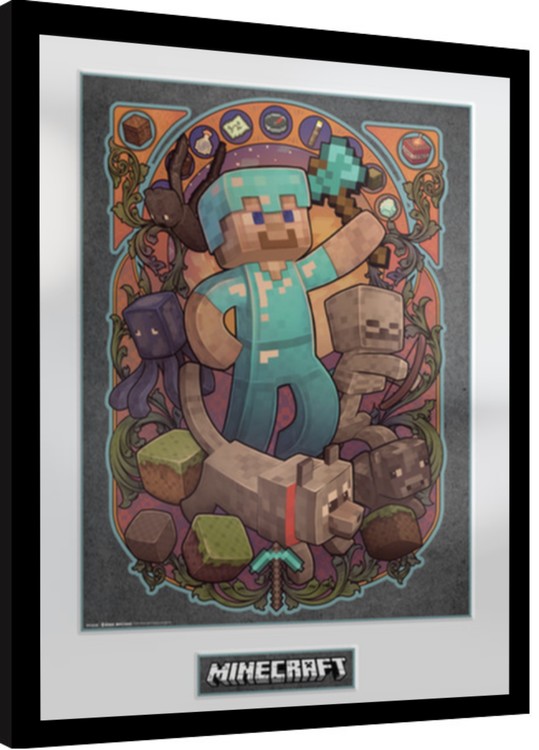 Poster Emoldurado Minecraft - Steve Nouveau