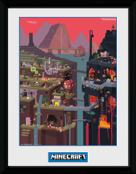 Poster Emoldurado Minecraft - World