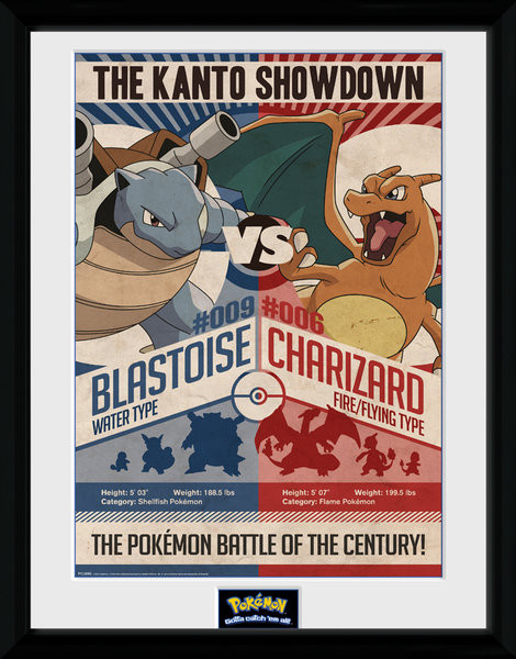 Poster Emoldurado Pokemon - Red V Blue