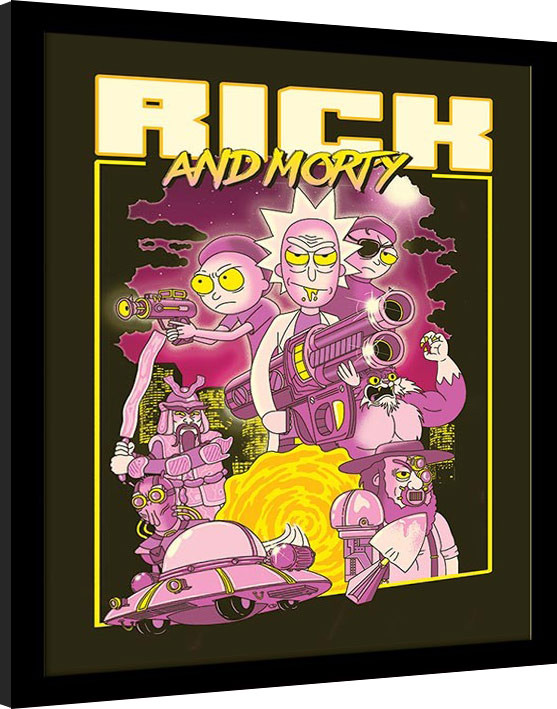 Poster Emoldurado Rick and Morty – 80s Action Movie