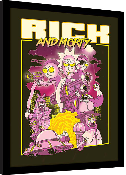 Poster Emoldurado Rick and Morty – 80s Action Movie