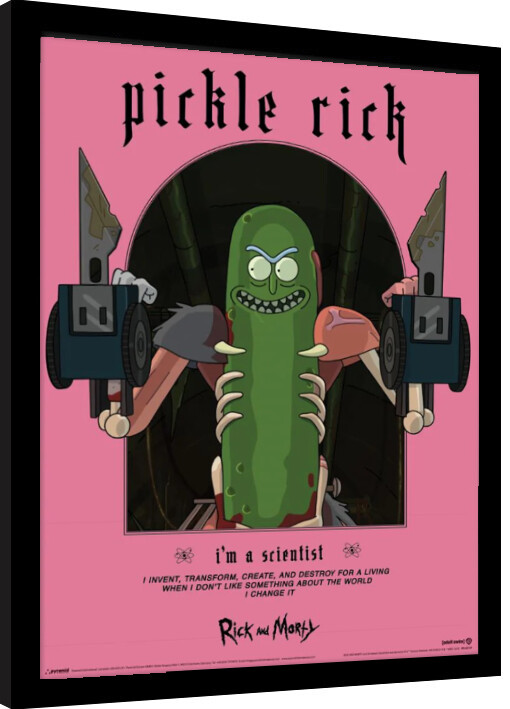 Framed poster Rick and Morty - Classrickal Pickle Rick