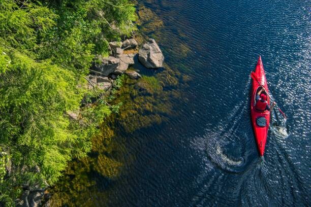 Autocolante River Kayaker Aerial View
