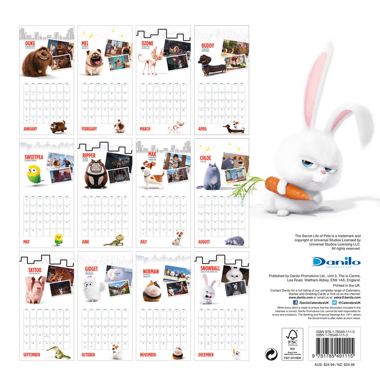 Calendar 2021 Secret life of pets