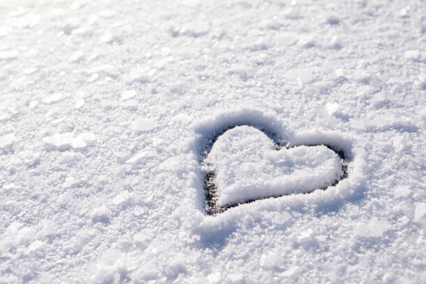 Наклейка Small heart shape on snow with