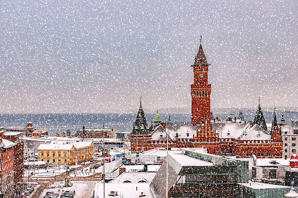 Αυτοκόλλητο Snowy Helsingborg Skyline
