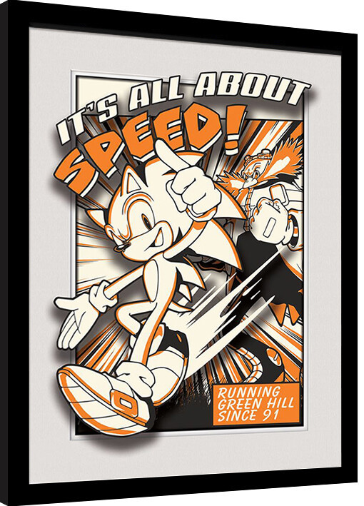Framed poster Sonic - All About Speed