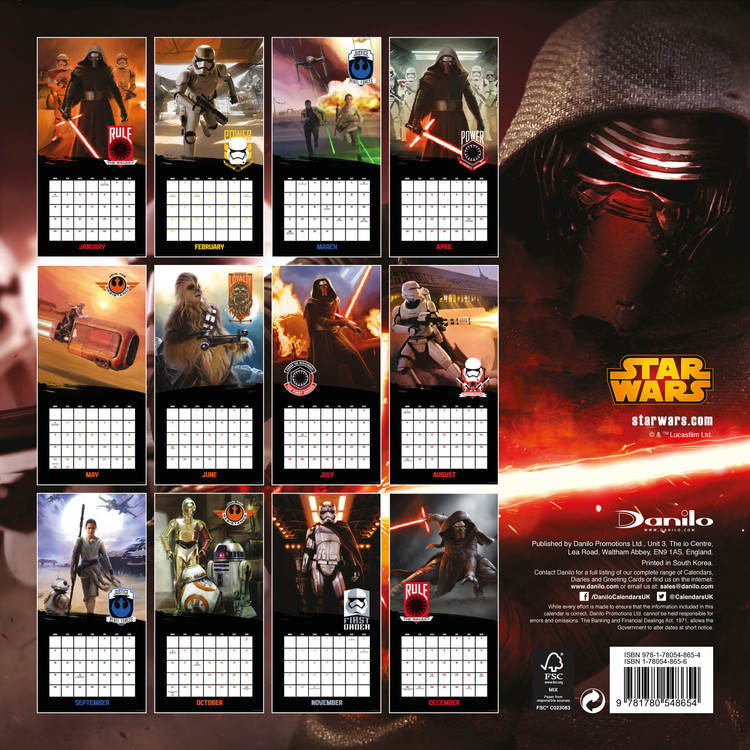 Calendar 2021 Star Wars Episode VII: The Force Awakens