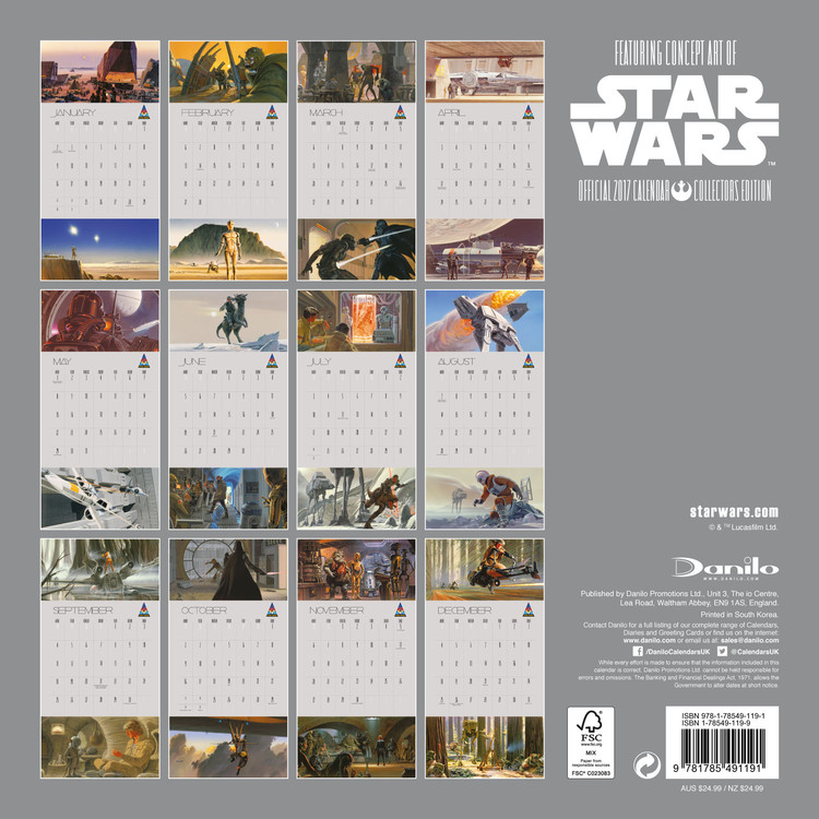 Star Wars Wall Calendars 2022 Large Selection