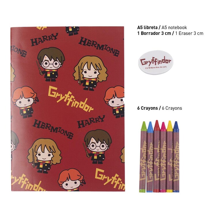 Harry Potter Stationery Set Notebook Pencils Eraser Paper Clips in a metal tin 