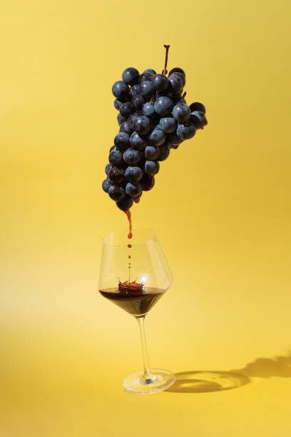 Sticker Still life with black grapes and