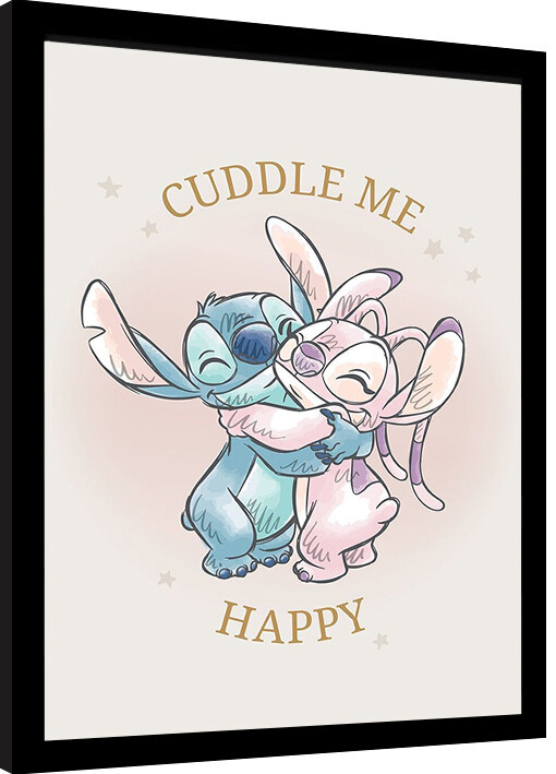 Framed poster Stitch - Cuddle Me