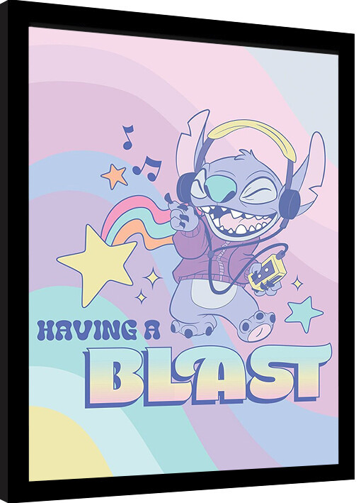 Framed poster Stitch - Having a Blast