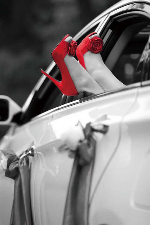 Tableau sur verre Passionate Woman - Shoes b&w