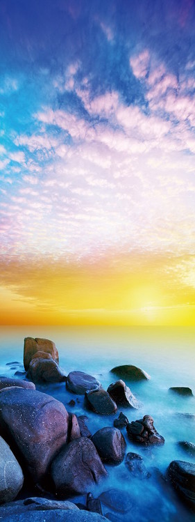 Tableau sur verre Stones on the Beach at Sunset