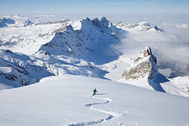 Quadro em tela Off-piste skier in powder snow