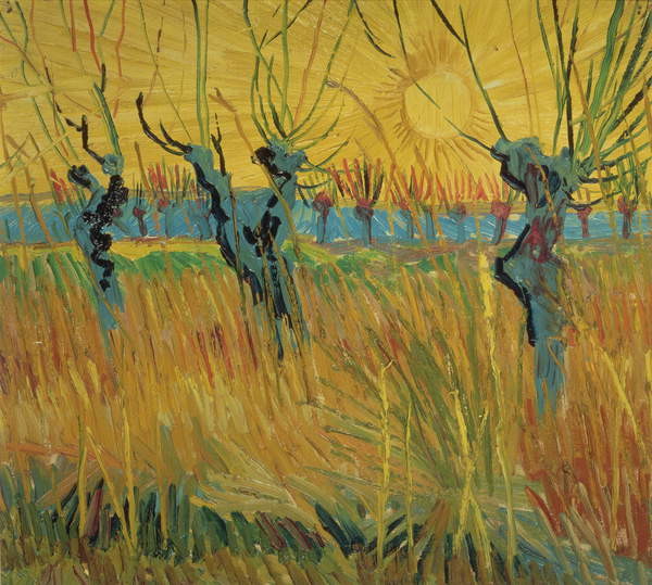 Quadro em tela Pollarded Willows and Setting Sun, 1888