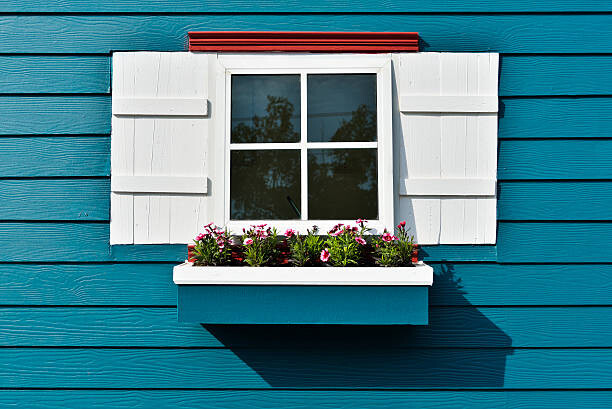 Quadro em tela Window with flower box.