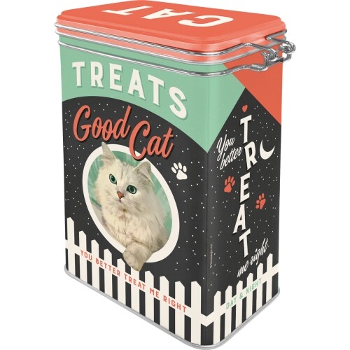 Tin can with clip Good Cat Treats