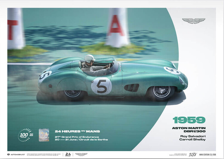 Umjetnički tisak Aston Martin Dbr1/300 - 24H Le Mans - 100th Anniversary - 1959
