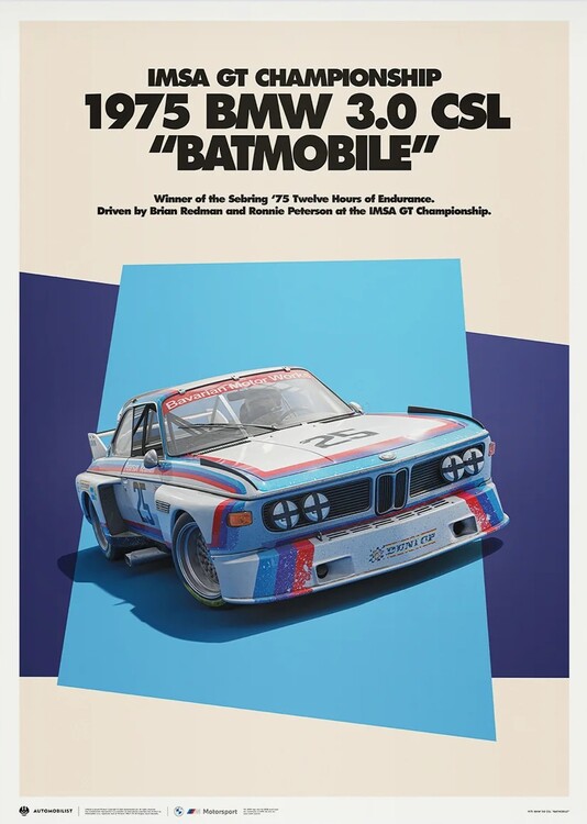 Umjetnički tisak BMW 3.0 CSL Batmobile 1975 - BMW Art Car Series - BMW M Poster