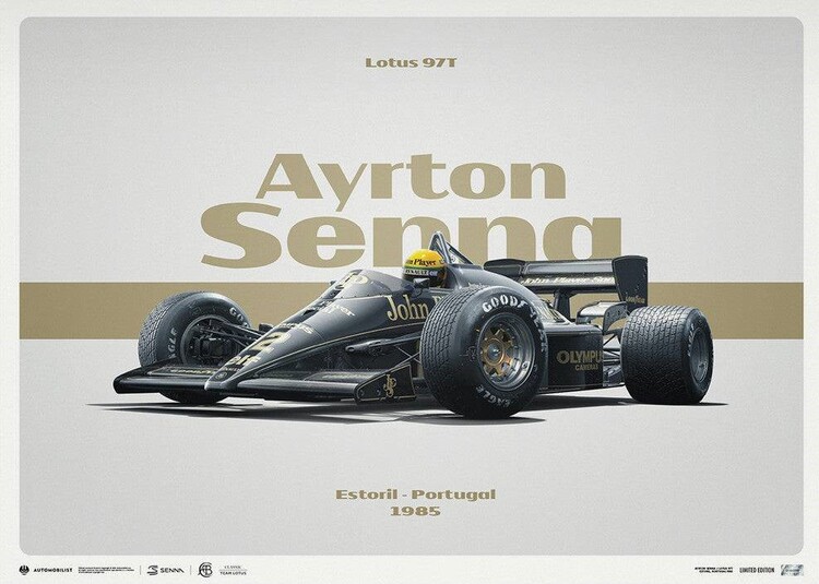 Umjetnički tisak Lotus 97T - Ayrton Senna - Horizontal Tribute - Estoril, 1985
