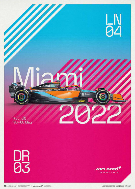 Umjetnički tisak Mclaren Formula 1 Team - Miami 2022 - Limited Edition